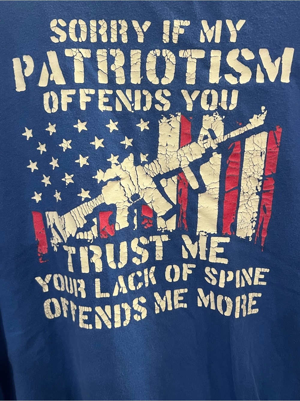 Bella Canvas Blue Patriotic Graphic Tee with Red & White Print
